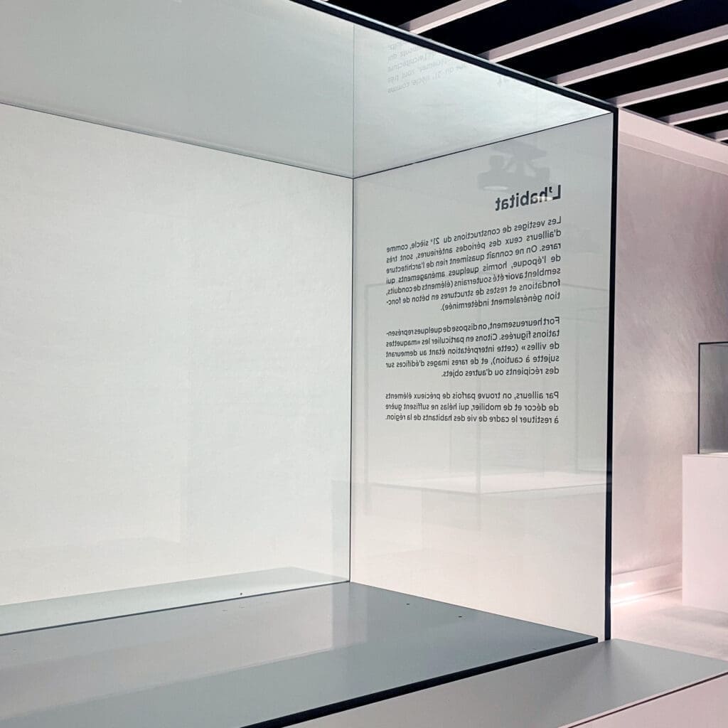 Musée Romain de Lausanne,exposition,réalisation publicitaire,vitrine,scénographie